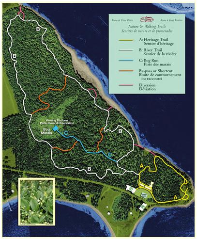 Map of the Nature Trails at the National Historic Site named for Jean Pierre Roma